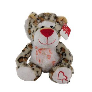 Valentine's Day Leopard W/Embroidered Hearts On Foot Plush 12" Stuffed Animal